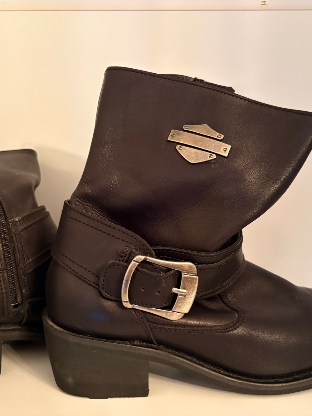 Harley Davidson Leather Buckle Ankle Boots for women
